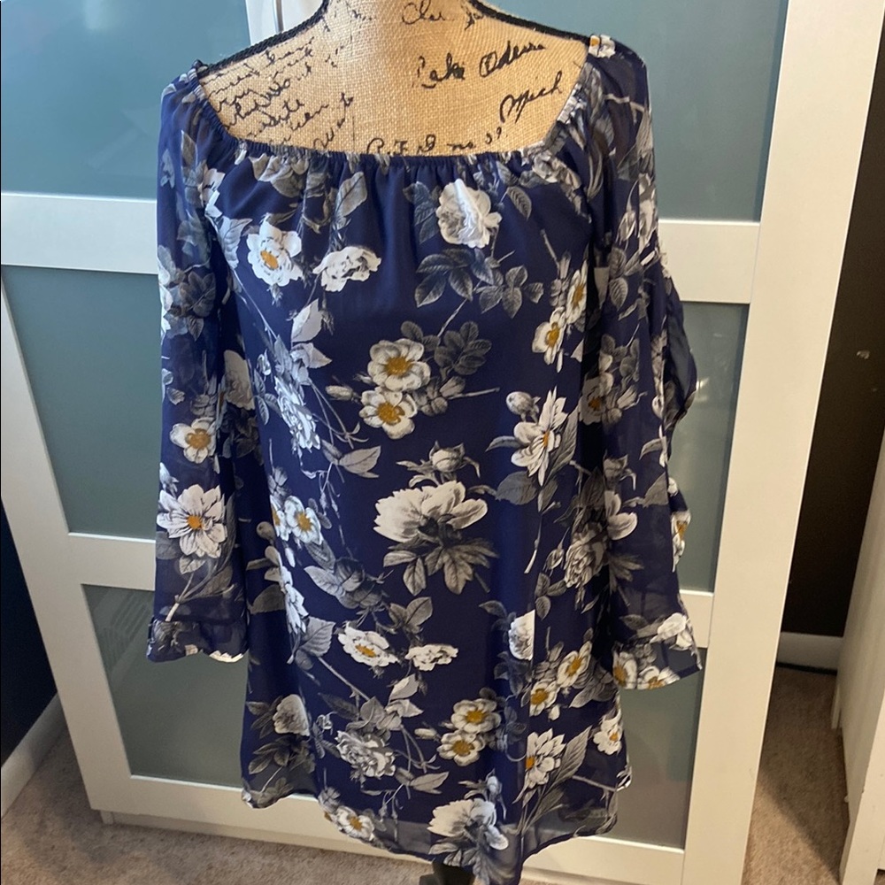 Altar'd State Floral Navy Dress